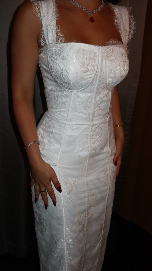 White Lace Corest Dress